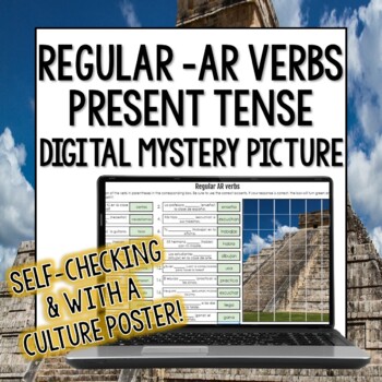 Preview of Regular AR Verbs present tense Mystery Picture Puzzle Spanish