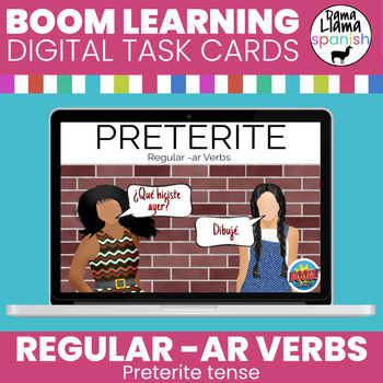 Preview of Regular -AR preterite tense verbs: Boom Deck digital task cards