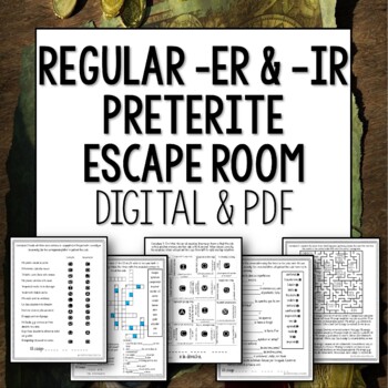 Preview of Regular ER and IR Verbs Preterite Escape Room for Spanish