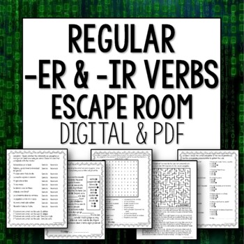 Preview of Regular ER and IR Verbs in the present tense Spanish Escape Room