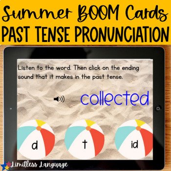Preview of Regular Past Tense Pronunciation Summer BOOM Cards for ESL
