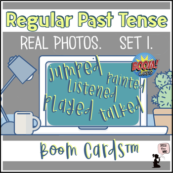 Preview of Regular Past Tense Verbs Boom Cards™ Real Photos Set 1