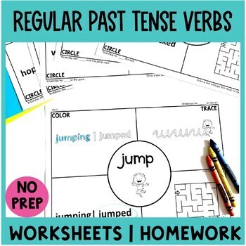 Preview of Regular Past Tense Verbs Speech Therapy Homework | Regular Verb Activities