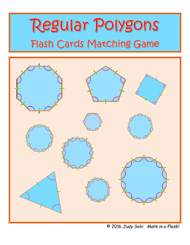 Preview of Regular Polygons - Angles and Perimeter Flash Cards Matching Game