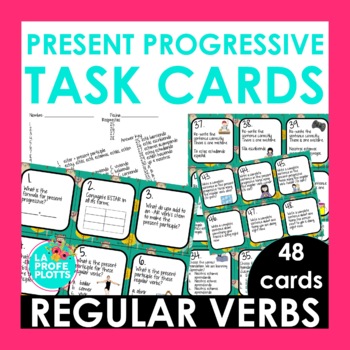 Preview of Regular Present Progressive Verbs Spanish Task Cards