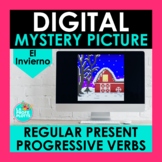 Regular Present Progressive Verbs Winter Digital Mystery Picture