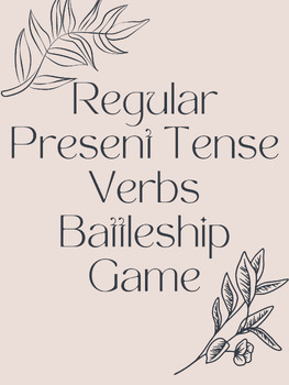 Preview of Regular Present Tense Verbs Battleship Game