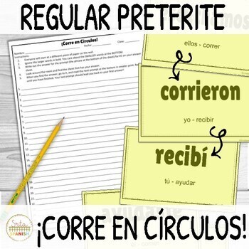 Preview of Regular Spanish Preterite Verbs ¡Corre en Círculos! Activity DIGITAL INCLUDED