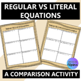 Regular VS Literal Equations A Comparison Activity