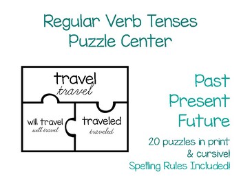 Preview of Regular Verb Tenses Puzzle for Centers- Hands On!