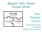 Regular Verb Tenses Puzzle for Centers- Hands On!