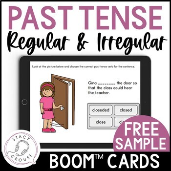 Preview of Regular and Irregular Past Tense Verbs Speech Therapy BOOM™ CARDS Context FREE