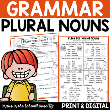 Preview of Regular and Irregular Plural Nouns Activities and Worksheets | Grammar