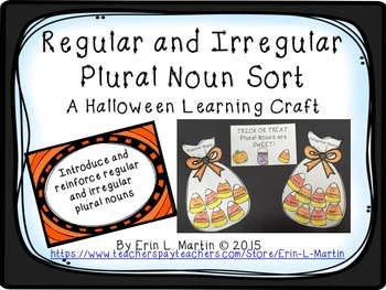 Preview of Regular and Irregular Plural Nouns Halloween Learning Craft