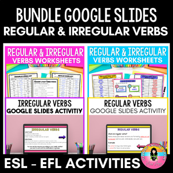 Preview of Regular and Irregular Verbs Bundle Worksheets & Google Slides™ Digital Resources