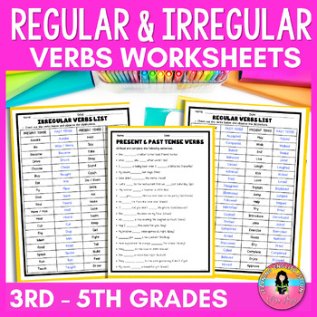 Preview of Regular and Irregular Verbs List  Past Tense Worksheets