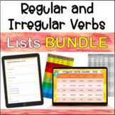 Regular and Irregular Verbs Lists Bundle