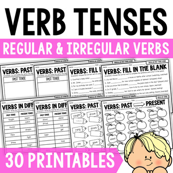 Preview of Irregular Past Tense Verbs | Regular Past Tense Verbs | Verbs Worksheets
