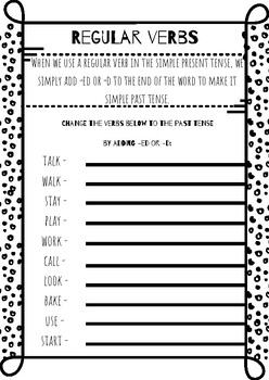 regular verbs worksheet by miss terry s worksheets tpt