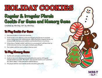 Preview of Regular/Irregular Plurals Holiday Cookie Jar Games