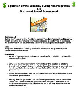 Preview of Regulation of the Economy during the Progressive Era Document Based Assessment