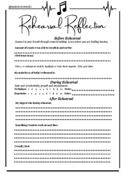 Preview of Rehearsal Reflection Worksheet