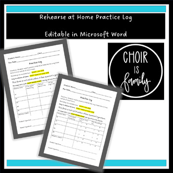 Preview of Rehearse-at-Home Log.  Singing and Dancing Assignment.