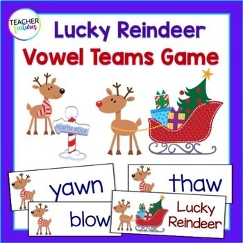 Preview of LONG VOWEL TEAMS PHONICS GAME Lucky Reindeer DECEMBER CENTER