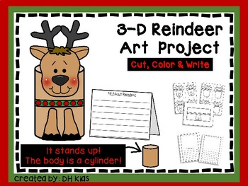 Reindeer Art Project, 3-D Christmas Craft, Winter Art, December Activity