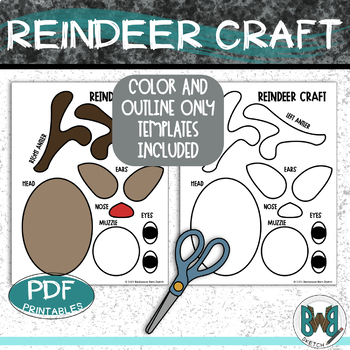 Reindeer Caribou Paper Craft by Backwoods Barn Sketch | TPT