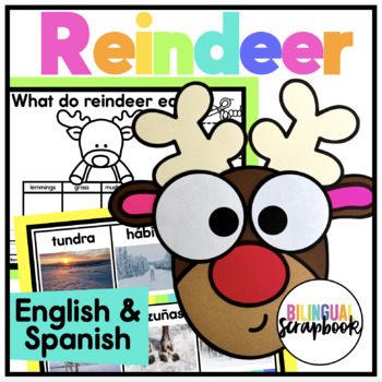 Preview of Reindeer Christmas Craft in English and Spanish Manualidad de Reno Navidad