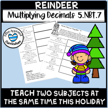 Preview of Reindeer Activity Christmas Multiply Divide Decimals Math Enrichment 5th