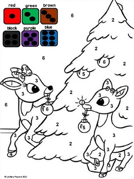 Reindeer Color by Number by Lindsey Powers | TPT