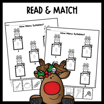 Reindeer Counting Syllables | Cut and Paste | NO PREP | How Many Syllables