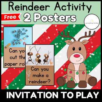Preview of Reindeer Craft | Christmas STEM Challenge Invitation to Play & Reggio Inspired