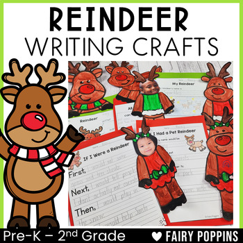 Preview of Reindeer Craft and Writing Prompts | Christmas Craftivity