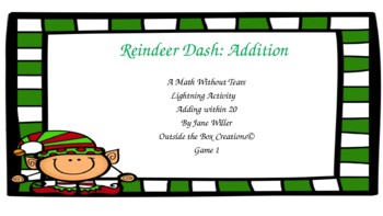 Preview of Reindeer Dash: Addition (Adding within 20) Game 1