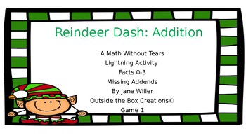 Preview of Reindeer Dash: Addition (Facts 0-3  Missing Addends) Game 1