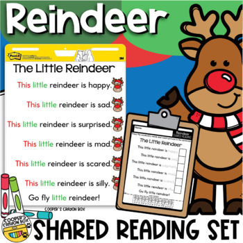 Preview of Reindeer Emotions | Shared Reading Set | Project & Trace, Sight Words, Vocab