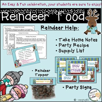Reindeer Food tags, recipe, & editable parent notes....Class Celebration