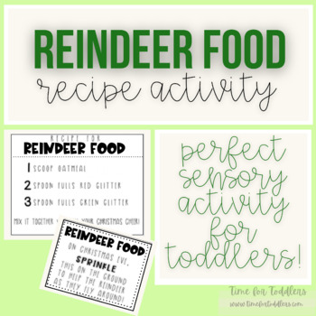 Reindeer Food Recipe Cards by Time for Toddlers | TpT