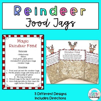 Reindeer Food Tags by Vibrant Teaching- Angela Sutton | TPT