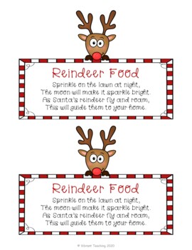 Reindeer Food Tags by Vibrant Teaching- Angela Sutton | TPT