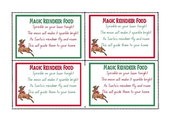 Reindeer Food, tags and recipe by Savannah Perry | TPT