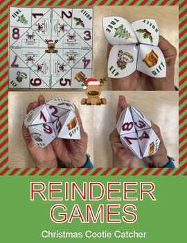 Preview of Reindeer Games Christmas Cootie Catcher With Jokes/Riddles Game Fortune Teller