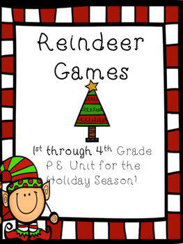 Preview of Reindeer Games P.E. Physical Education Gym Holiday Unit for Grades 1-4