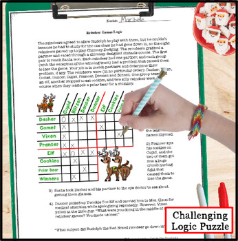 Christmas Logic Puzzle in Print or Digital Worksheets by Catch My Products