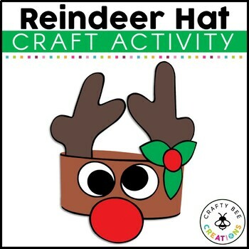 Preview of Reindeer Hat Craft Christmas Winter Crown Headband Template Kindergarten
