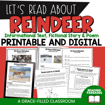 Preview of Reindeer Informational Text, Story, and Poem  Digital and Print