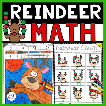 Preview of Christmas Math Worksheets Kindergarten - Reindeer Activities